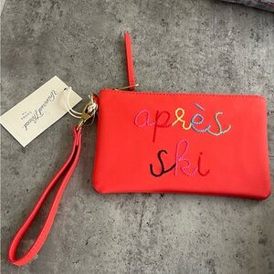 Target Universal Thread Apres Ski Orange Embroidered Wristlet Wallet NWT